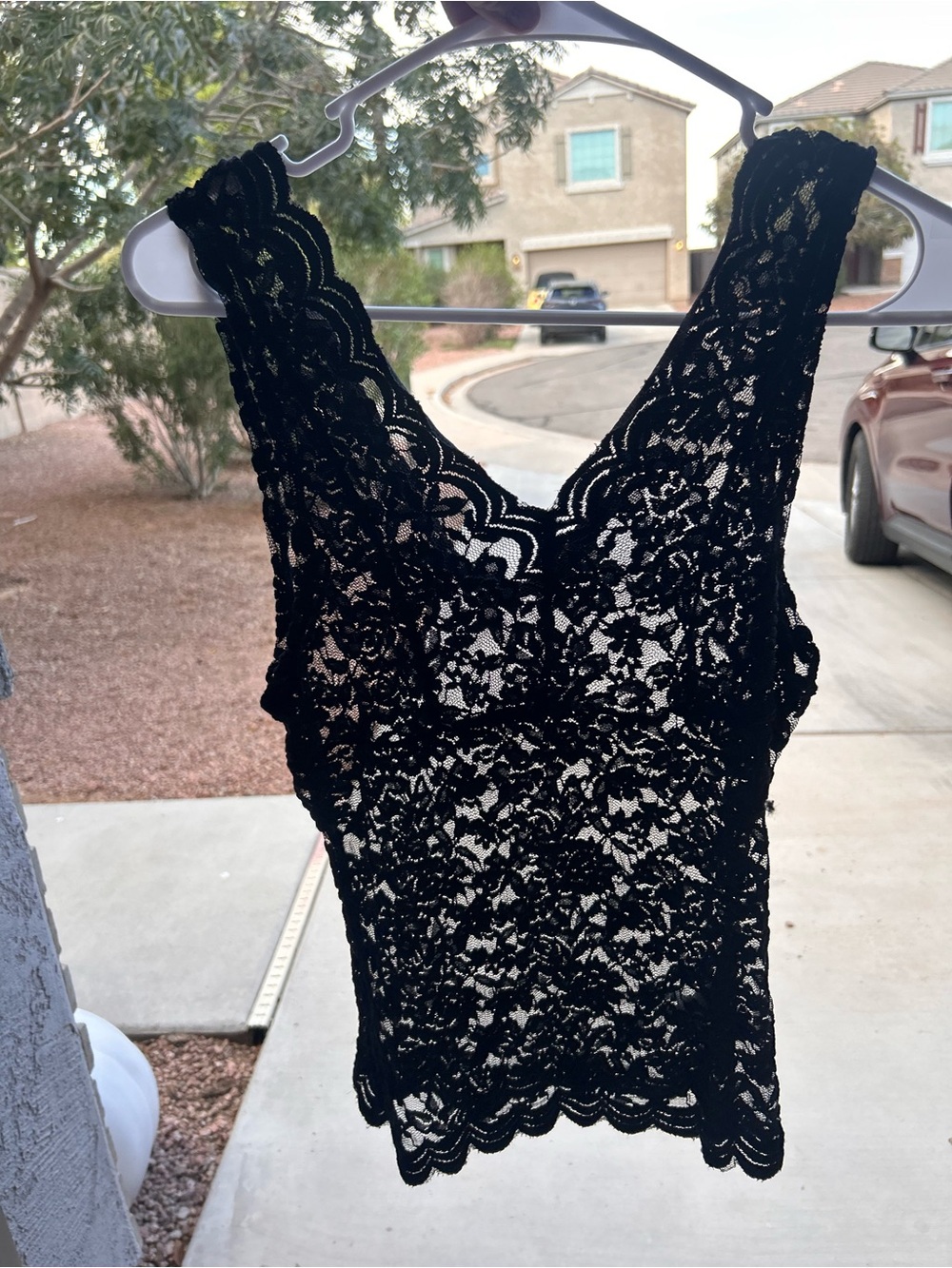 SHEIN Black Floral Lace Tank Top